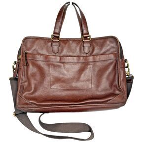 Fossil Leather Laptop Messenger Crossbody Bag Brown 15x12 Organizer Briefcase